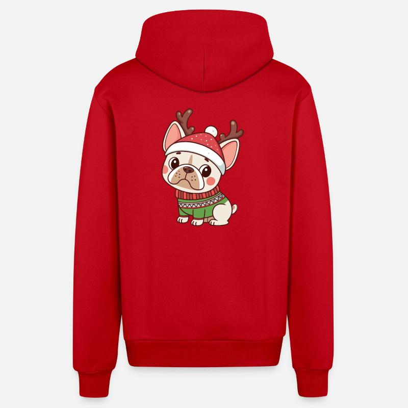 Chiot Noël Bonnet et Pull Vert - Veste à capuche bio décontractée fabriquée en UE - rouge