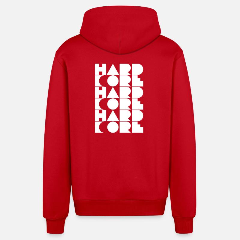 Typographie en grille hardcore - Veste à capuche bio décontractée fabriquée en UE - rouge
