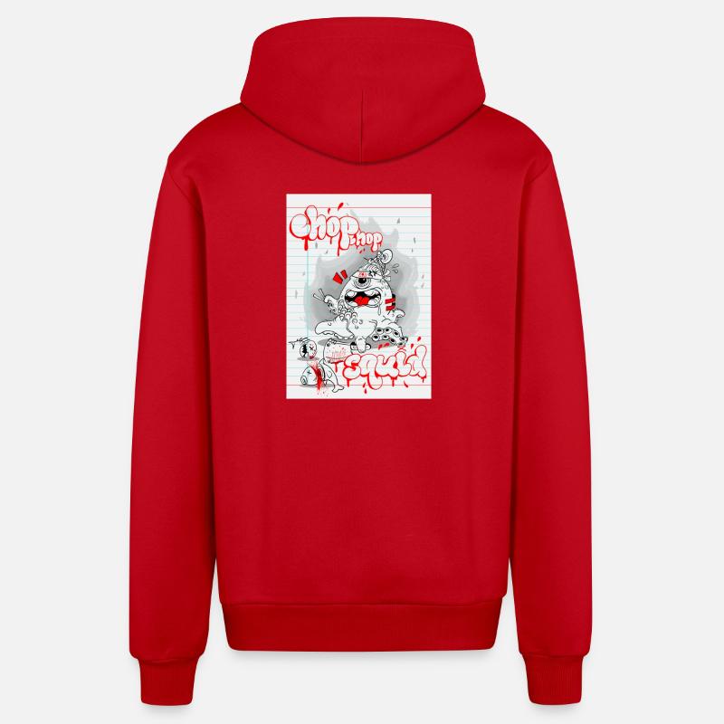 Cassette musicale Graffiti Monster - Veste à capuche bio décontractée fabriquée en UE - rouge
