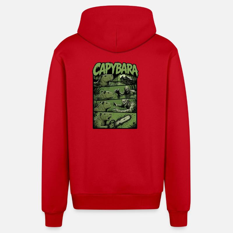 Capybara du Marais Zombie - Veste à capuche bio décontractée fabriquée en UE - rouge