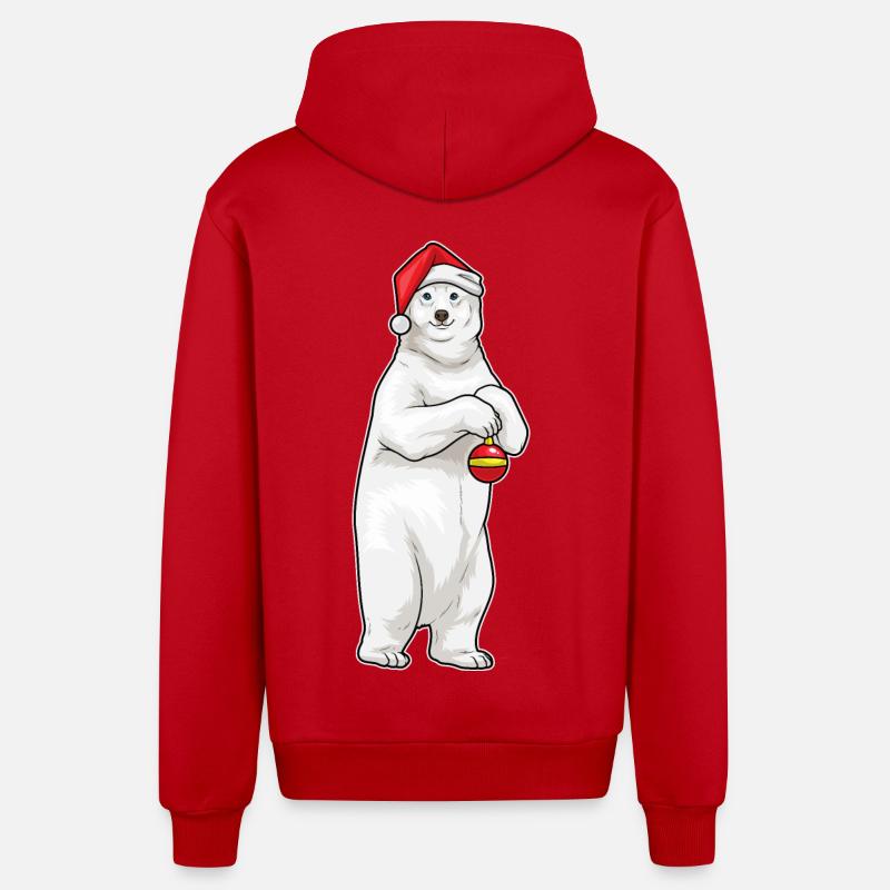 Boule de Noël Ours Polaire - Veste à capuche bio décontractée fabriquée en UE - rouge