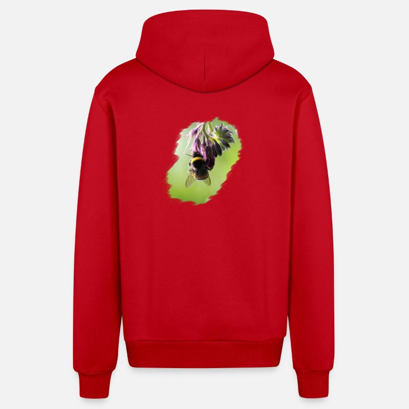 Abeille sur fleur gros plan - Veste à capuche bio décontractée fabriquée en UE - rouge