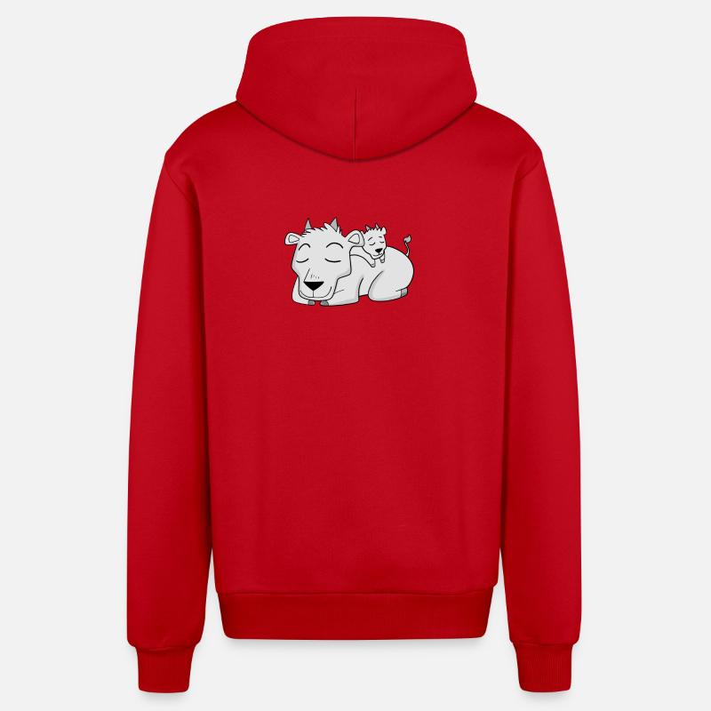 Chèvre avec bébé chèvre - Famille - Veste à capuche bio décontractée fabriquée en UE - rouge