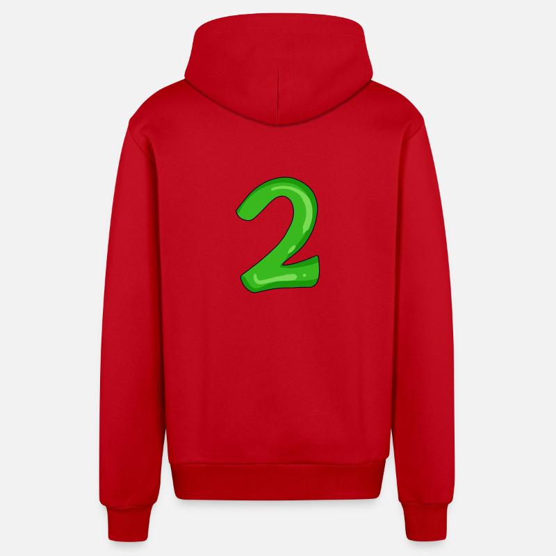 Deux - 2 - Numéro Numéro - Veste à capuche bio décontractée fabriquée en UE - rouge