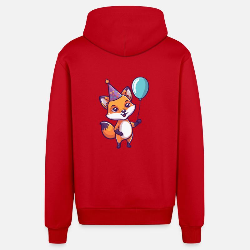 Bande dessinée d’anniversaire Fox - Veste à capuche bio décontractée fabriquée en UE - rouge