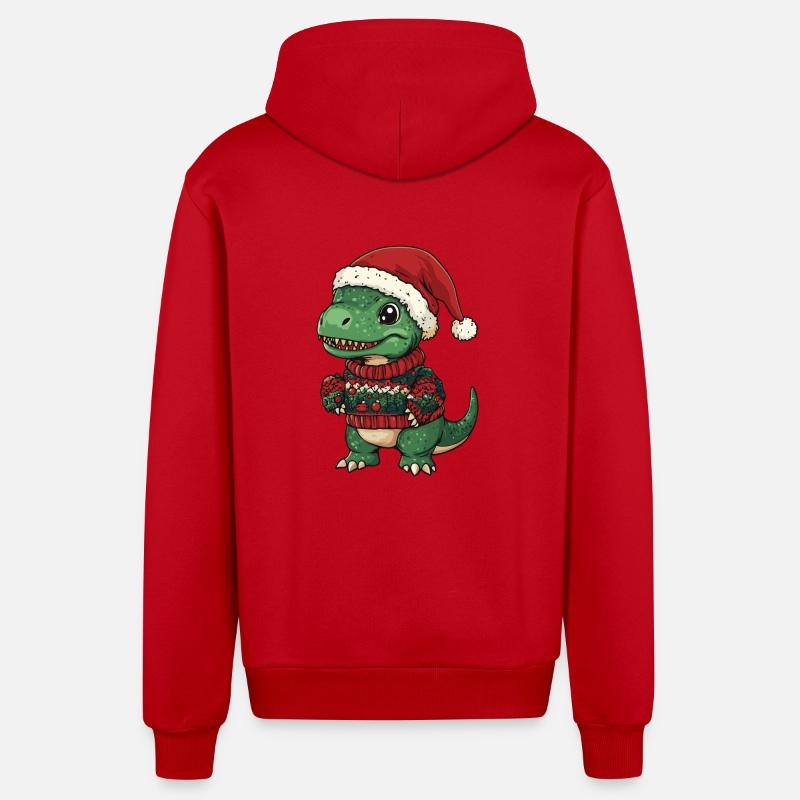 Dinosaure T-Rex Noël - Veste à capuche bio décontractée fabriquée en UE - rouge