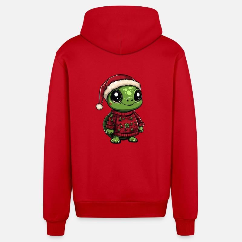 Noël tortue - Veste à capuche bio décontractée fabriquée en UE - rouge