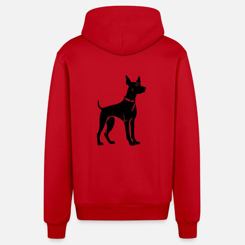 Chien Doberman - Veste à capuche bio décontractée fabriquée en UE - rouge