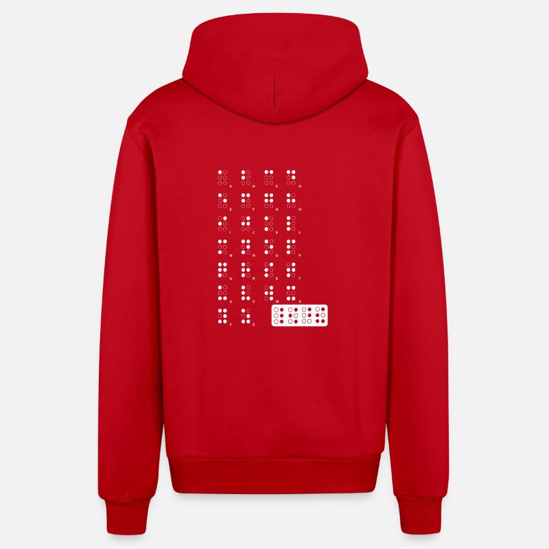 braille wite - Veste à capuche bio décontractée fabriquée en UE - rouge