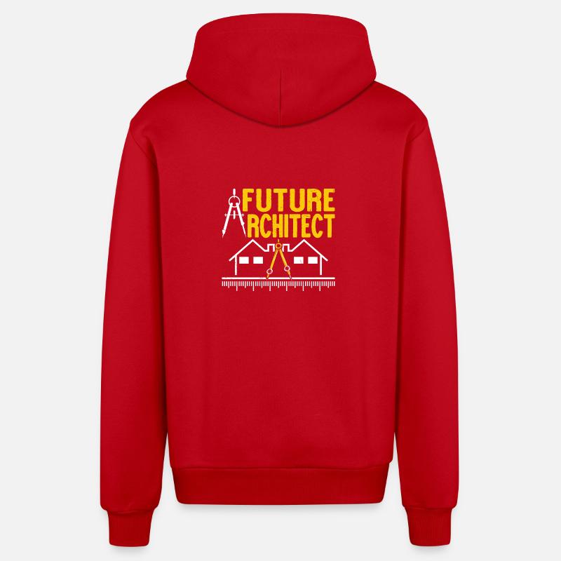 Architecte - Veste à capuche bio décontractée fabriquée en UE - rouge