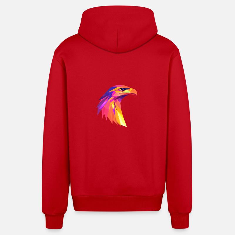 AdlerKopf Low Poly Logo Design - Organic Relaxed Kapuzenjacke Made in EU - Rot