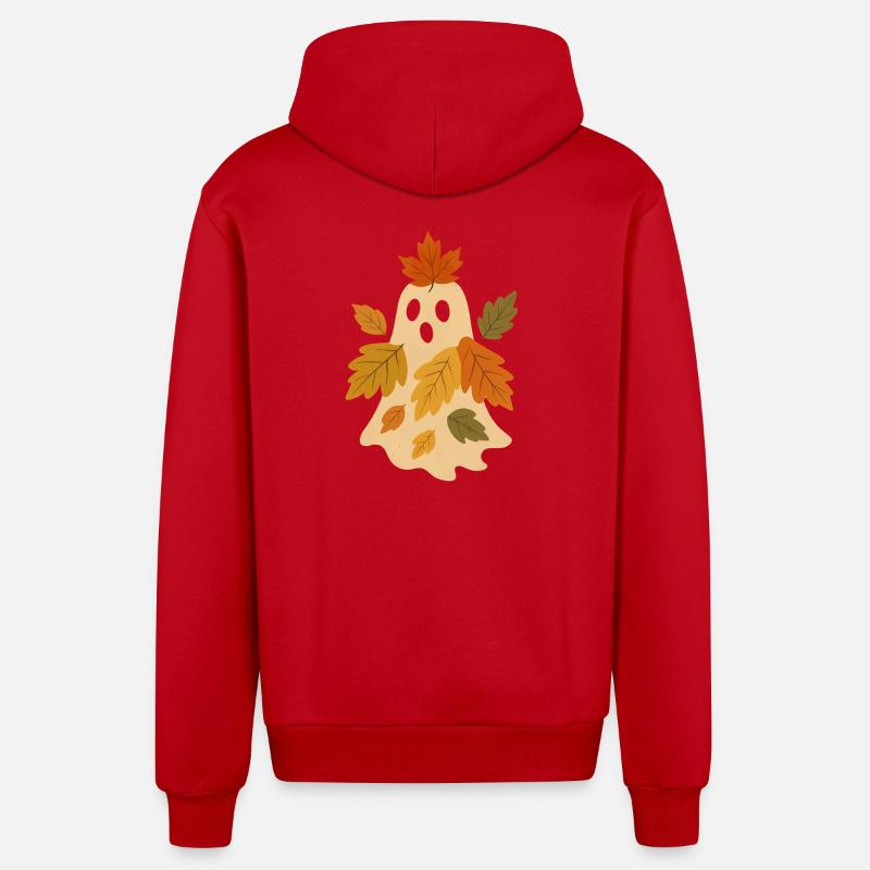 Herbstgeist mit Blättern - Veste à capuche bio décontractée fabriquée en UE - rouge