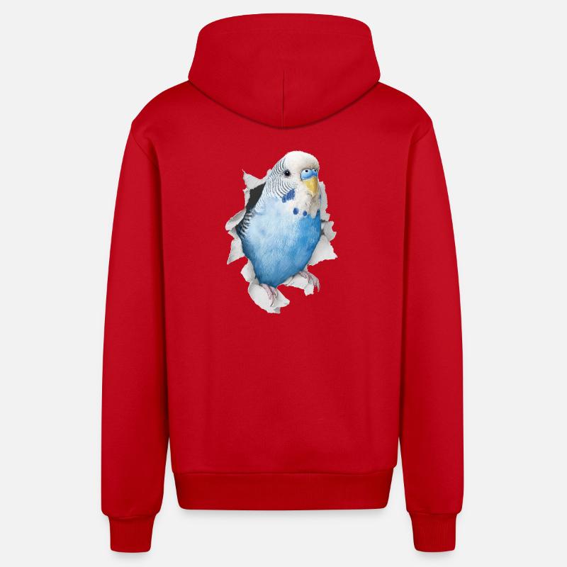Perruche ondulée - Veste à capuche bio décontractée fabriquée en UE - rouge