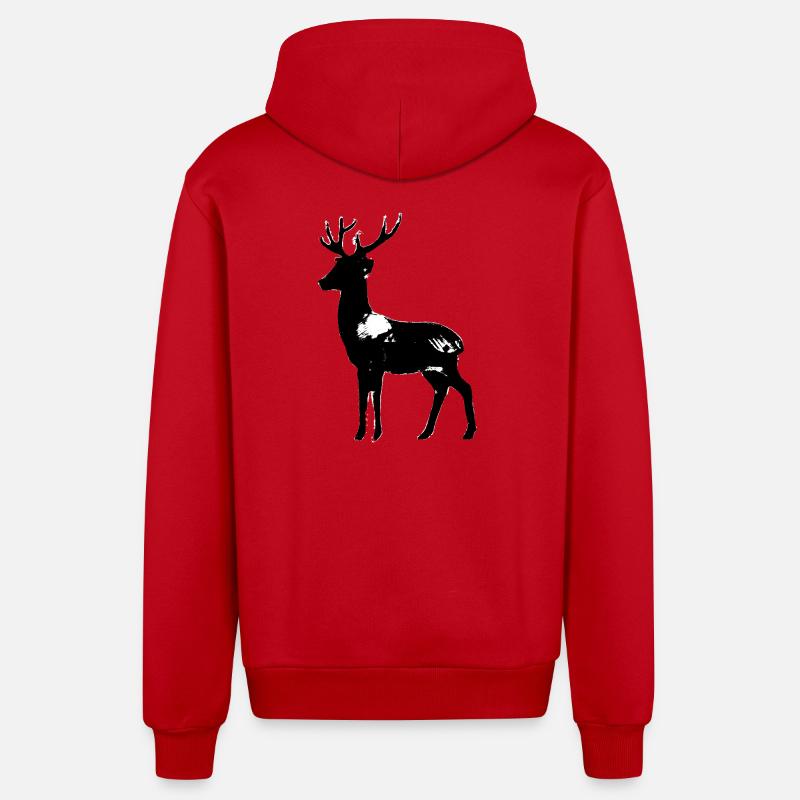 Cerf - Veste à capuche bio décontractée fabriquée en UE - rouge