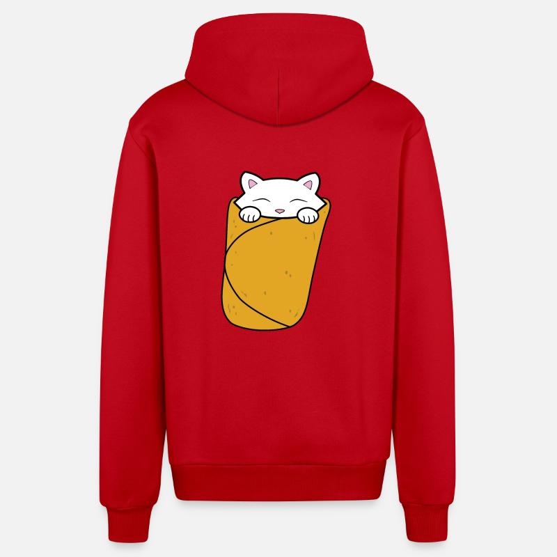 Purrito, burrito de chat mignon. - Veste à capuche bio décontractée fabriquée en UE - rouge