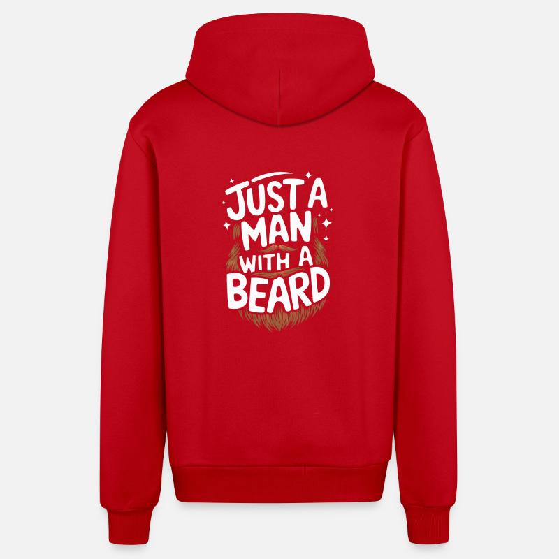 Bart Schnurrbart Bärtige Männer - Organic Relaxed Kapuzenjacke Made in EU - Rot