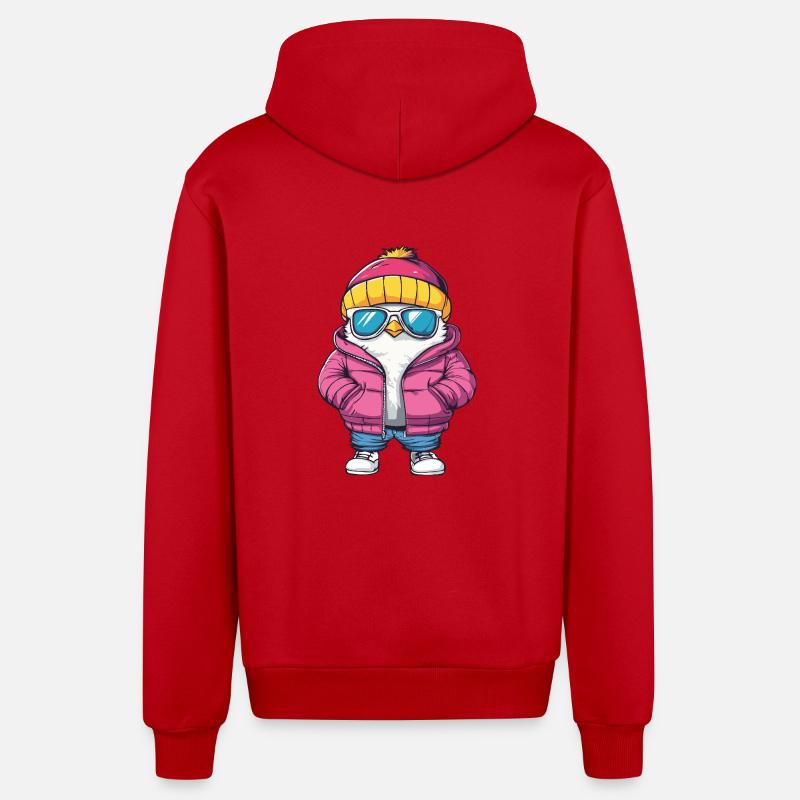 Taube Vogel Cool Comic - Organic Relaxed Kapuzenjacke Made in EU - Rot