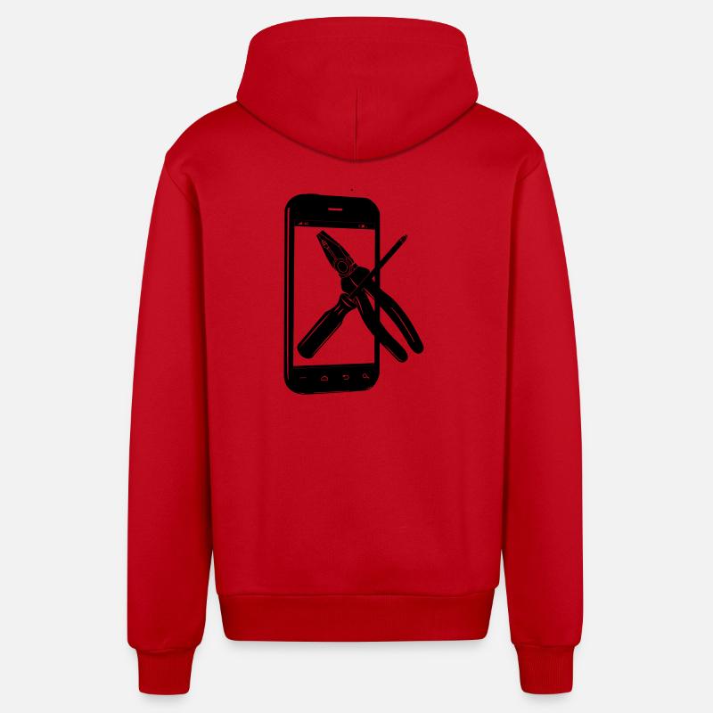 Smartphone avec outils - Veste à capuche bio décontractée fabriquée en UE - rouge