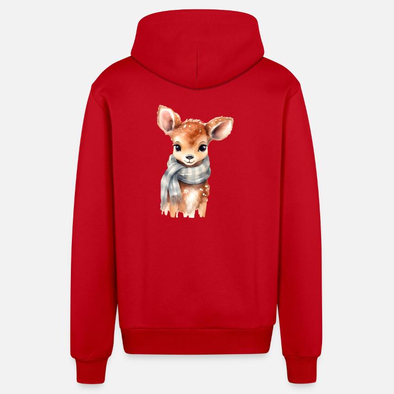 Faon délicat avec écharpe - Veste à capuche bio décontractée fabriquée en UE - rouge