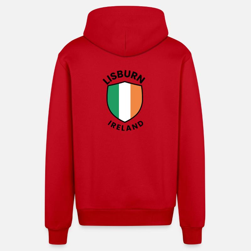 Drapeau d’Irlande de Lisburn - Veste à capuche bio décontractée fabriquée en UE - rouge
