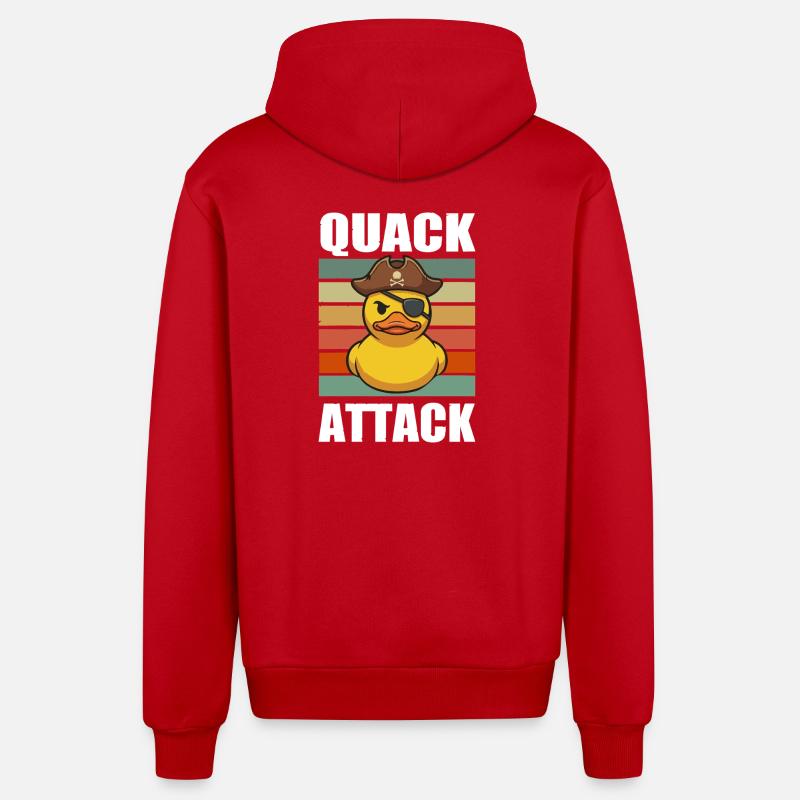 Attaque du Canard Pirate : Coin - Veste à capuche bio décontractée fabriquée en UE - rouge