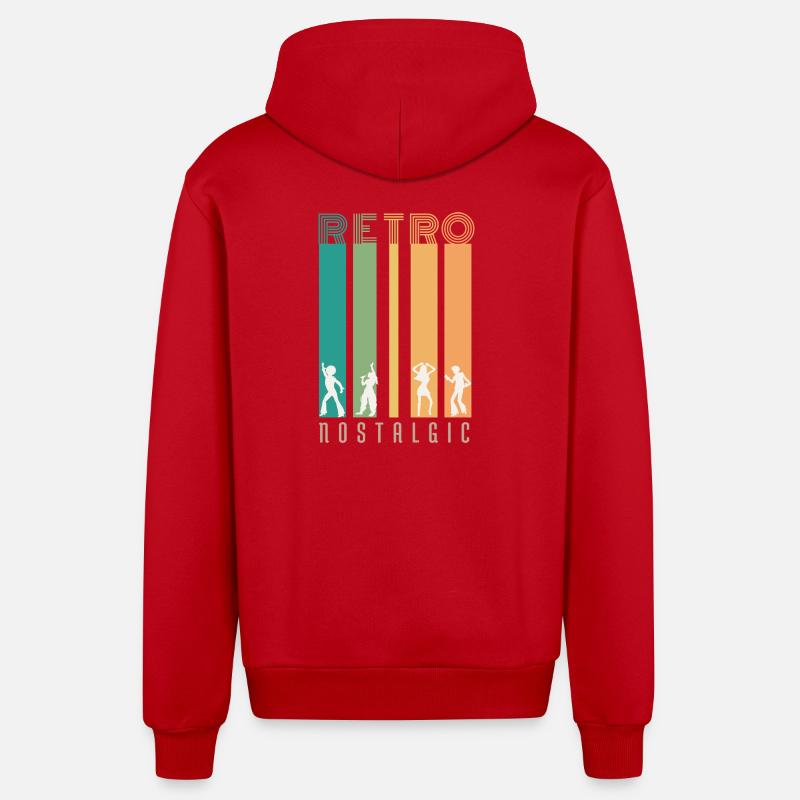 Retro Barres et Silhouettes Nostalgie - Veste à capuche bio décontractée fabriquée en UE - rouge