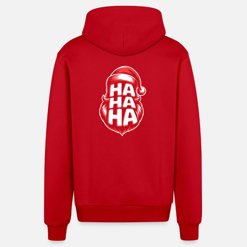 HaHa Santa Rire Design - Veste à capuche bio décontractée fabriquée en UE - rouge