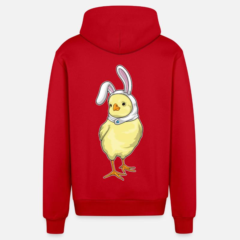 Chick Bunny Pâques - Veste à capuche bio décontractée fabriquée en UE - rouge