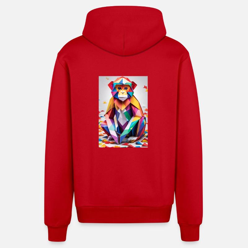 Singe arc-en-ciel - Veste à capuche bio décontractée fabriquée en UE - rouge