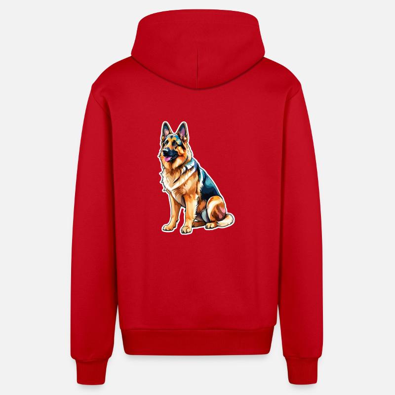 Deutscher Schäferhund Wasserfarben - Organic Relaxed Kapuzenjacke Made in EU - Rot