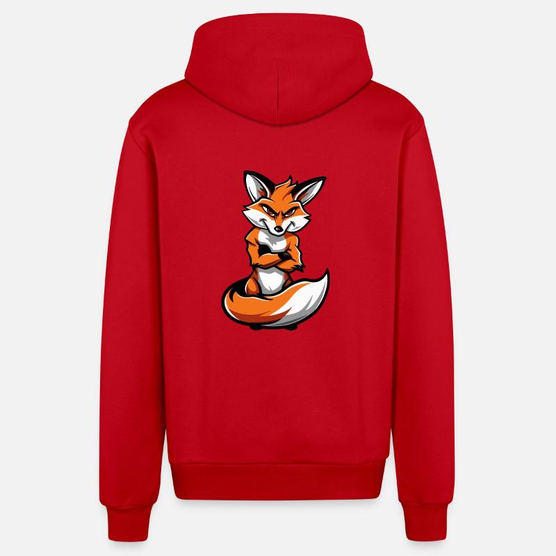 Bande dessinée Fox - Veste à capuche bio décontractée fabriquée en UE - rouge