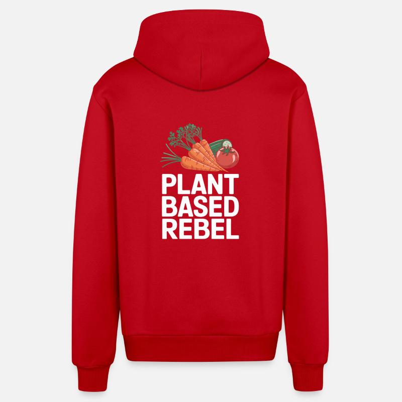 Végétarien Végétalien Végétarien Végétarien - Veste à capuche bio décontractée fabriquée en UE - rouge