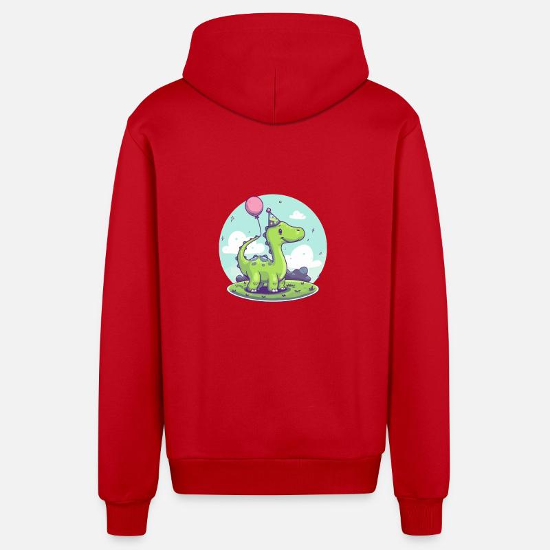 dinosaure brontosaure anniversaire bébé - Veste à capuche bio décontractée fabriquée en UE - rouge