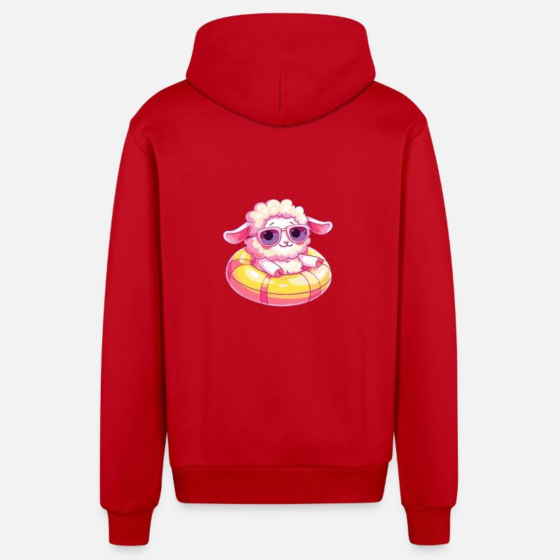 Mouton Bande Dessinée Cool - Veste à capuche bio décontractée fabriquée en UE - rouge