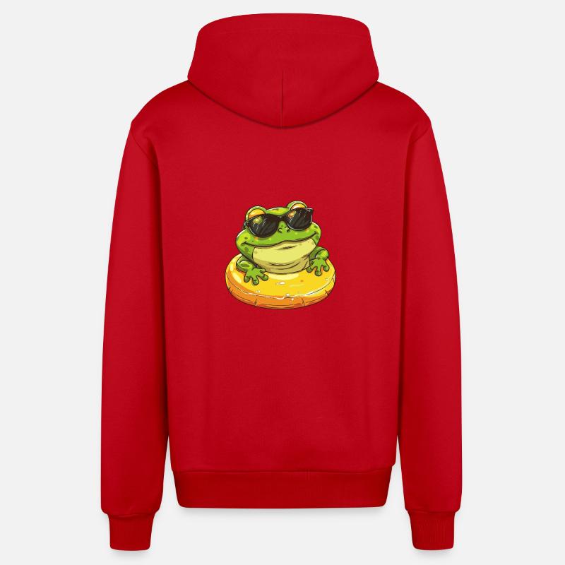 Frosch Comic Cool - Organic Relaxed Kapuzenjacke Made in EU - Rot