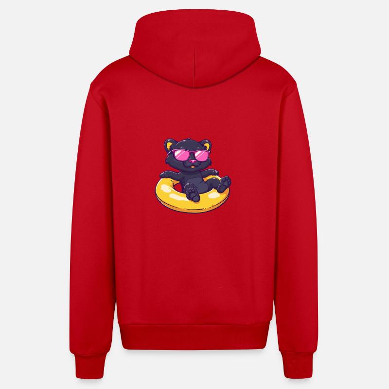 Panthère Bande Dessinée Cool - Veste à capuche bio décontractée fabriquée en UE - rouge