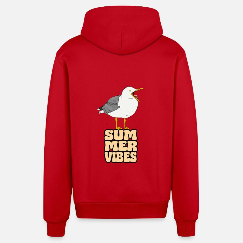 Ambiance estivale Seagull - Veste à capuche bio décontractée fabriquée en UE - rouge