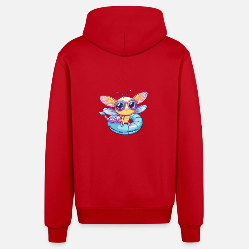 Libelle Comic Cool - Organic Relaxed Kapuzenjacke Made in EU - Rot