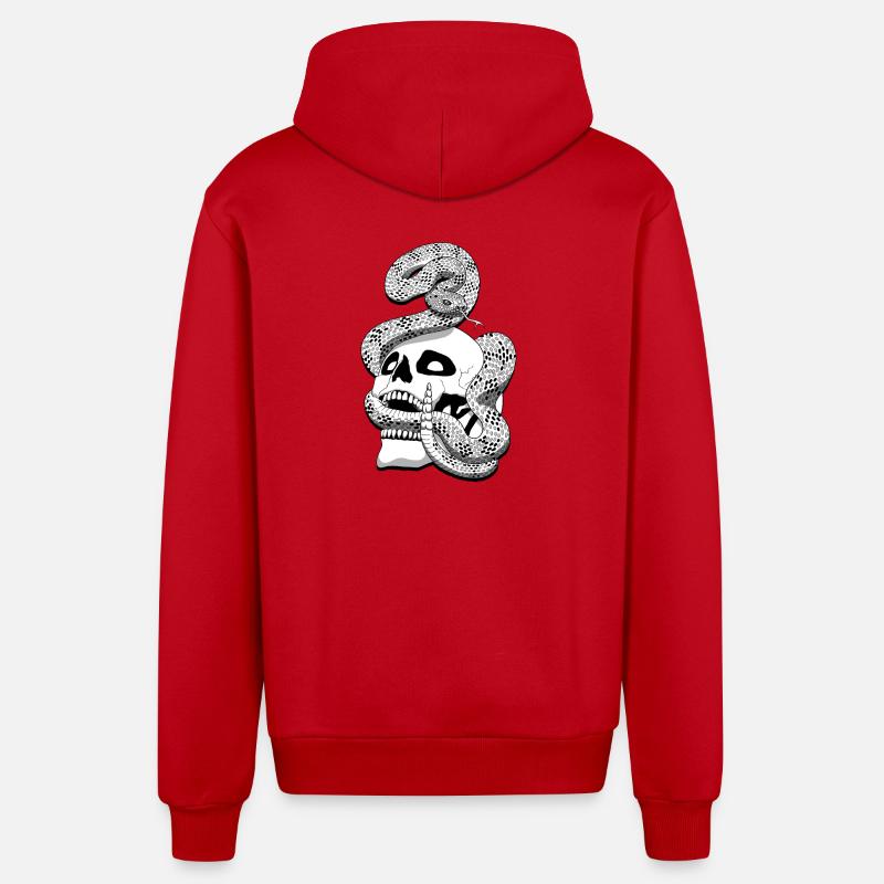 Serpent à sonnette et crâne - Veste à capuche bio décontractée fabriquée en UE - rouge