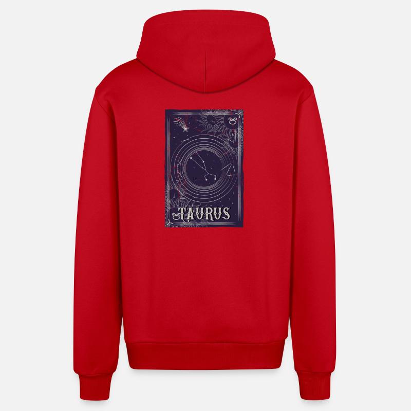 Taurus Sternbild Orbit Design - Organic Relaxed Kapuzenjacke Made in EU - Rot