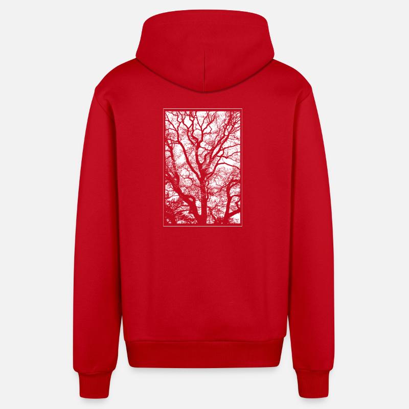 Tree - Organic Relaxed Hooded Jacket Made in EU - red