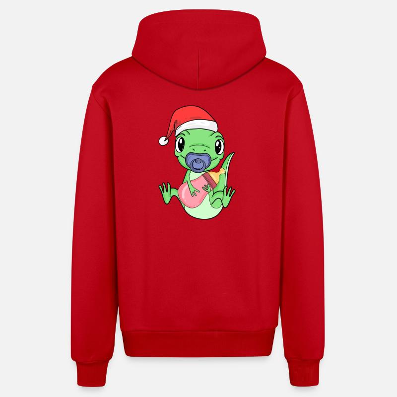 Lézard Bébé Noël - Veste à capuche bio décontractée fabriquée en UE - rouge