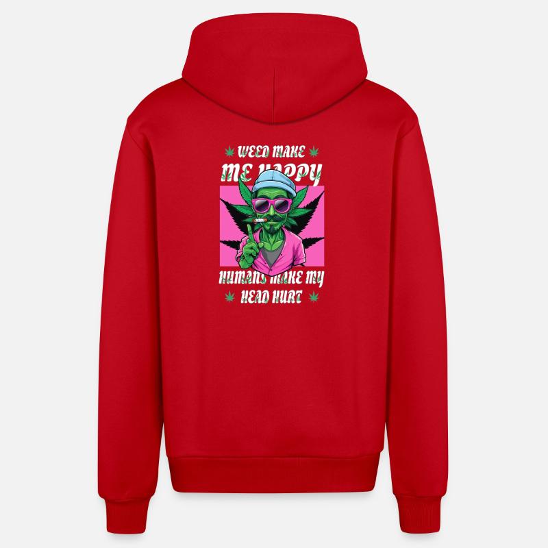 L’herbe me rend heureux... - Veste à capuche bio décontractée fabriquée en UE - rouge