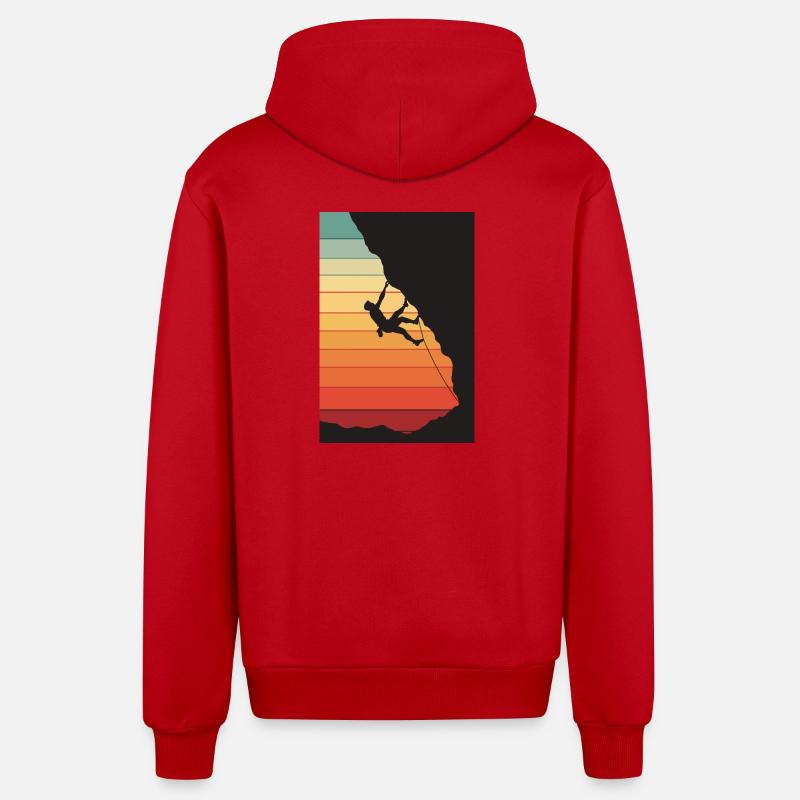 Grimpeurs au coucher du soleil - Veste à capuche bio décontractée fabriquée en UE - rouge