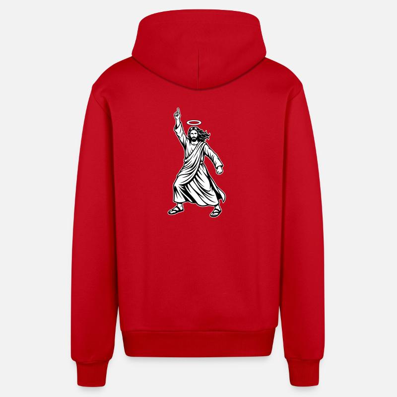 Dancing Jesus - Mème disco drôle - Veste à capuche bio décontractée fabriquée en UE - rouge