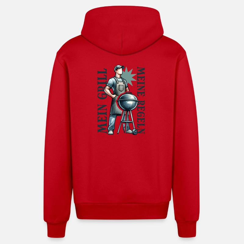 Mon Père Grill Barbecue Mon Règles - Veste à capuche bio décontractée fabriquée en UE - rouge