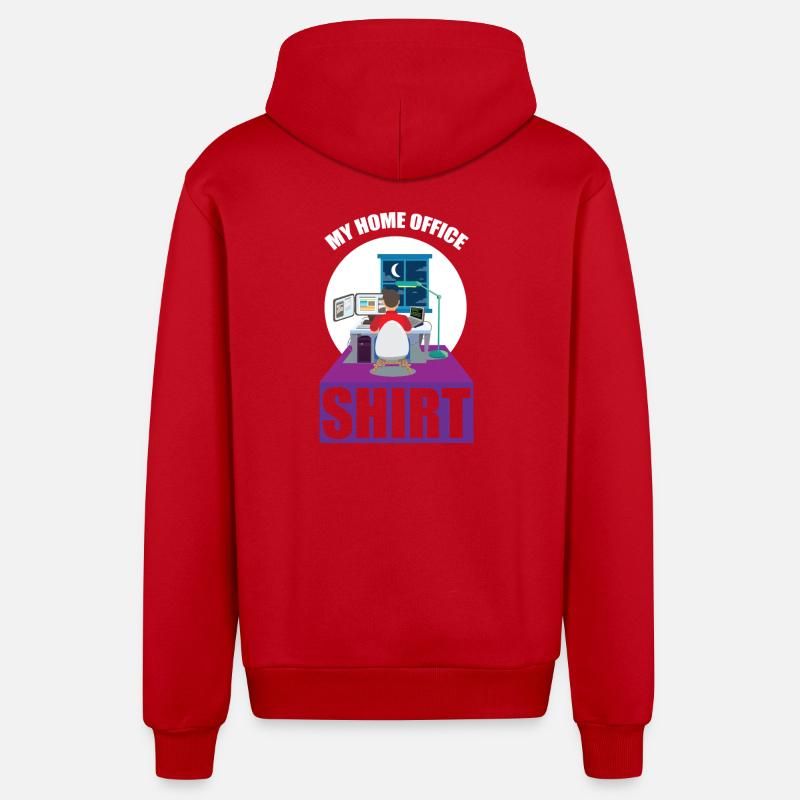 Night Shift Coder Programmer Desk Graphic - Organic Relaxed Hooded Jacket Made in EU - red