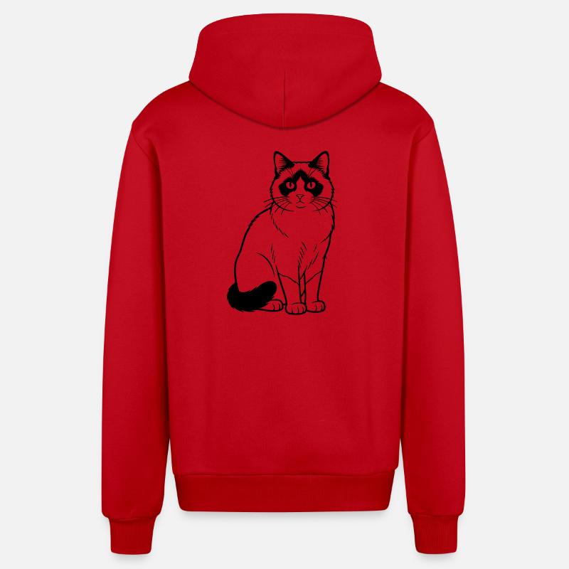 Chat Raquette - Veste à capuche bio décontractée fabriquée en UE - rouge