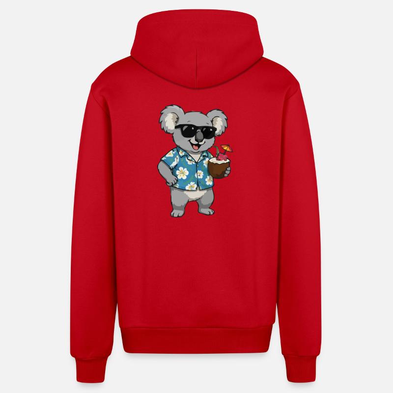 Koala Hawaii Cocktail - Veste à capuche bio décontractée fabriquée en UE - rouge