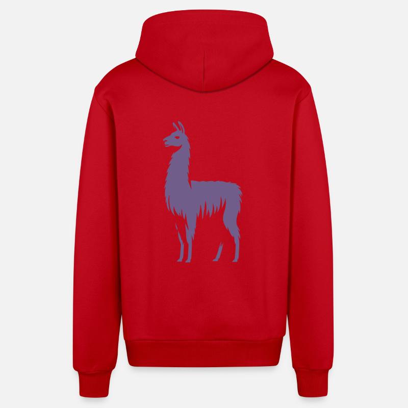 Silhouette de lama - Veste à capuche bio décontractée fabriquée en UE - rouge